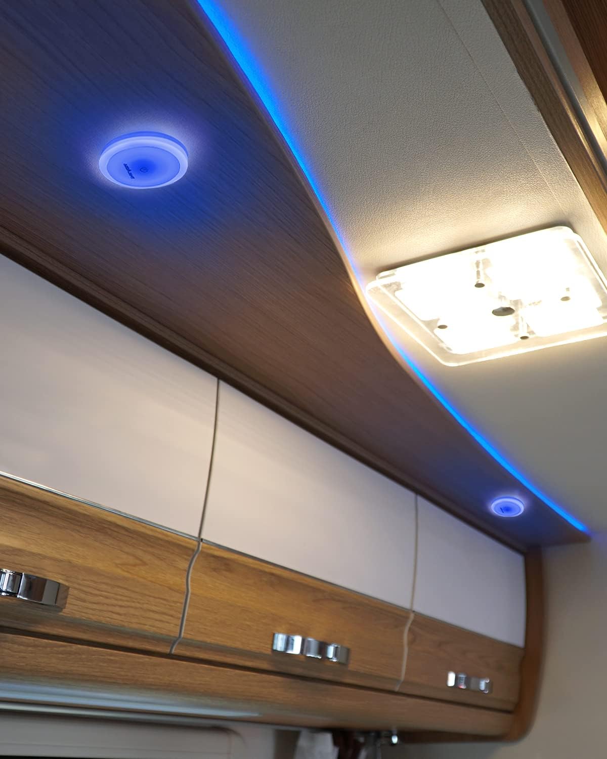 Luz LED de techo de barco de 12 V de doble color con interruptor táctil regulable montada en superficie para caravana, caravana, camioneta,