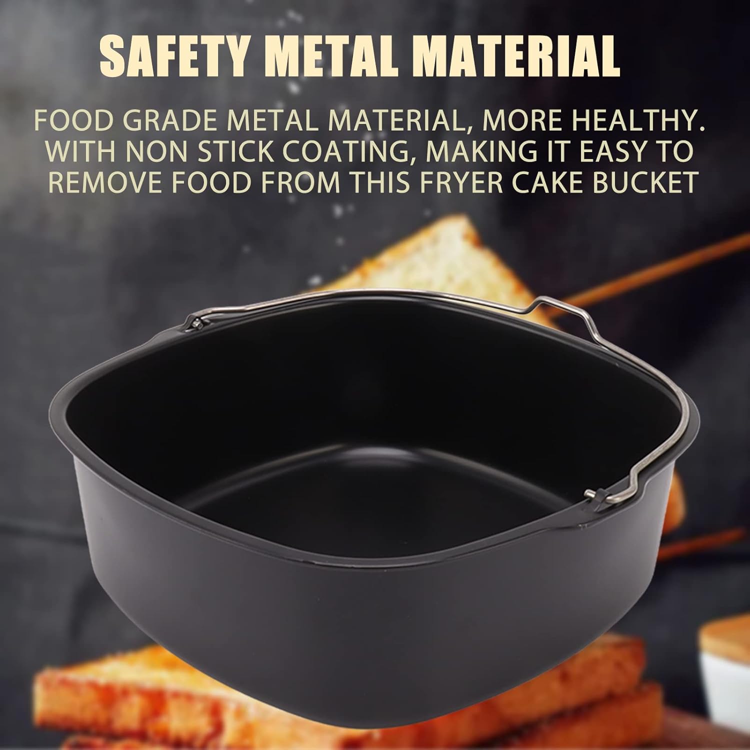 TOPINCN Accesorios para freidora de aire para tartas, latas de pastel, revestimiento antiadherente, barril para hornear, pastel de metal, sartén