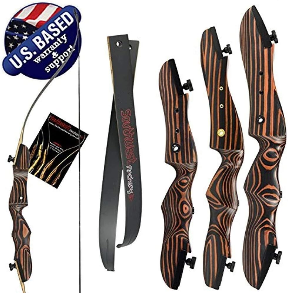 Tiger Takedown – Arco recurvo compacto, rápido, preciso de 48 a 62 pulgadas, blanco y frist Bow – Mano derecha e izquierda – Pesos de tracción en