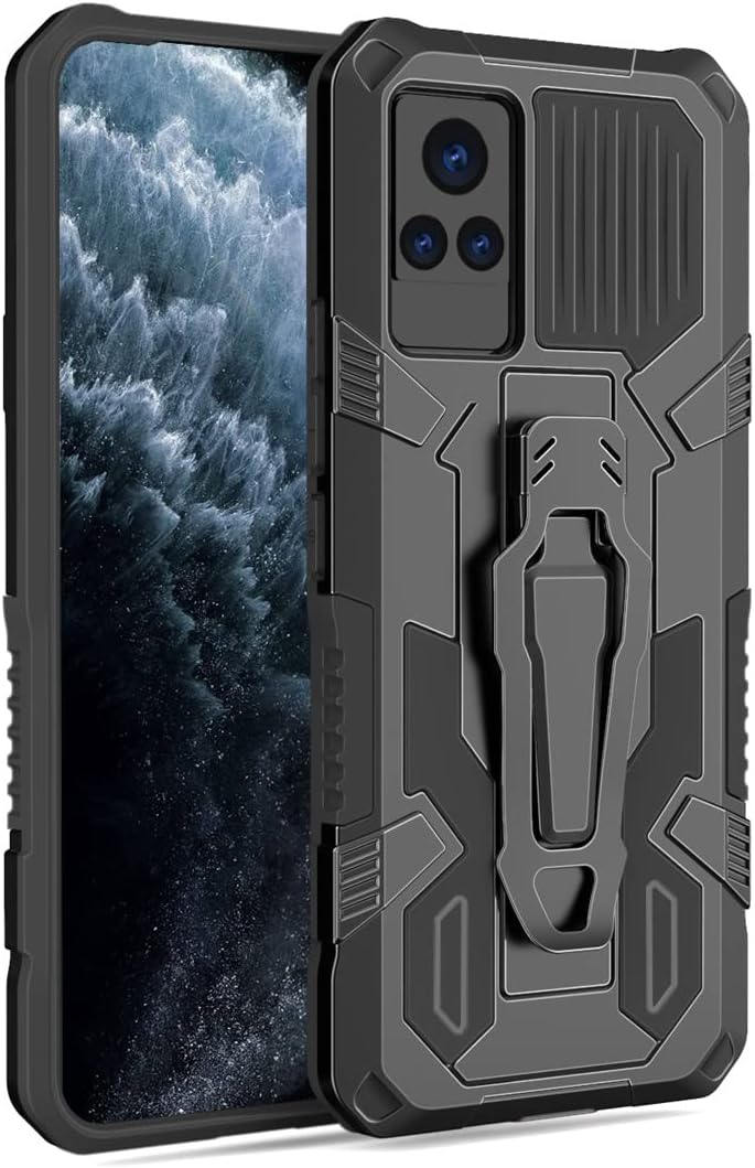 Funda de abrazadera compatible con Vivo V21, resistente para deportes al aire libre, soporte magnético, funda protectora de PC + TPU para Vivo V21