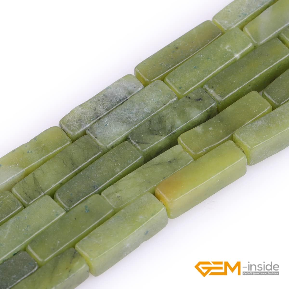 GEM-Inside – Tubo cuadrado rectangular de jade de nefrita verde natural de 0.157 x 0.512 in, cubo de columna cuboide, cuentas de piedra de chakras