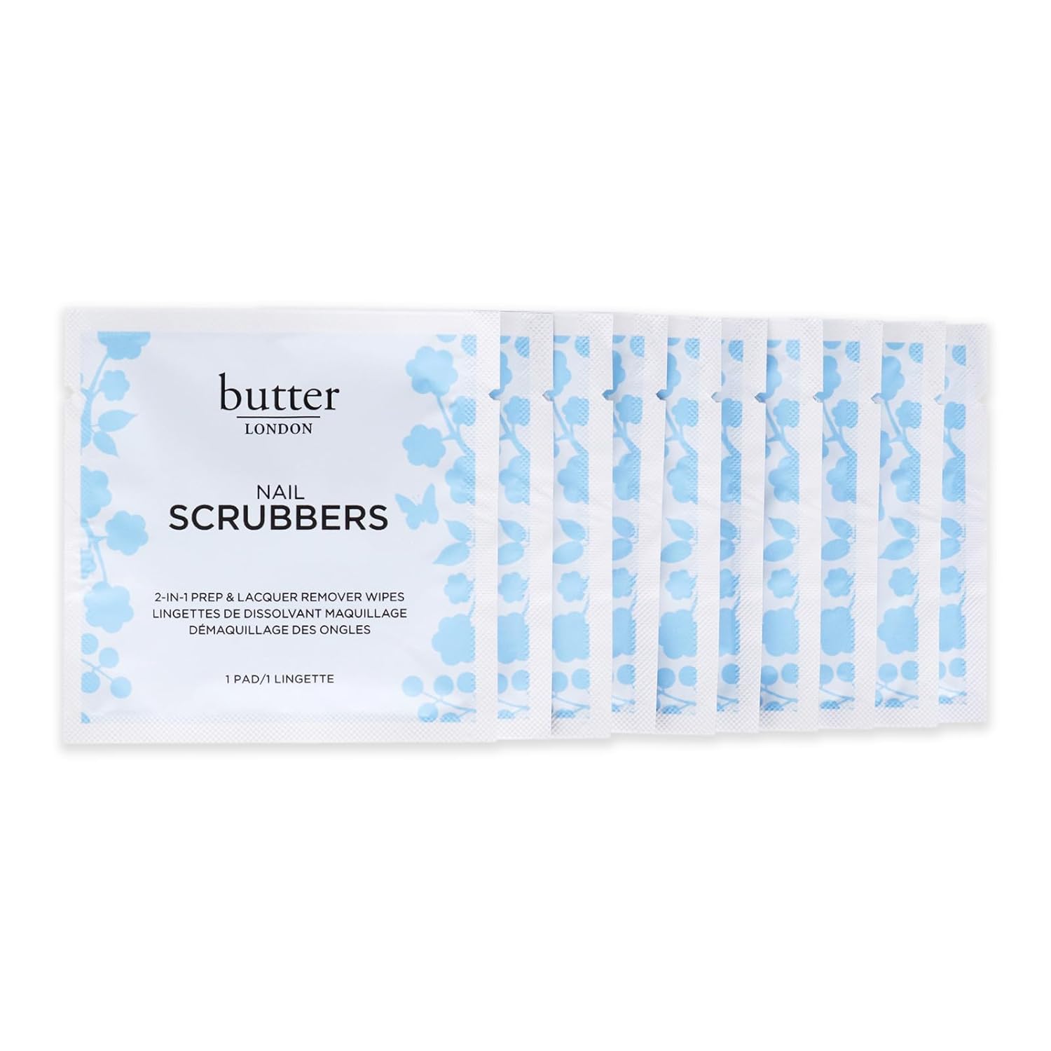 butter LONDON Limpiadores de uñas 2 en 1 toallitas para quitar lacas, 10 unidades