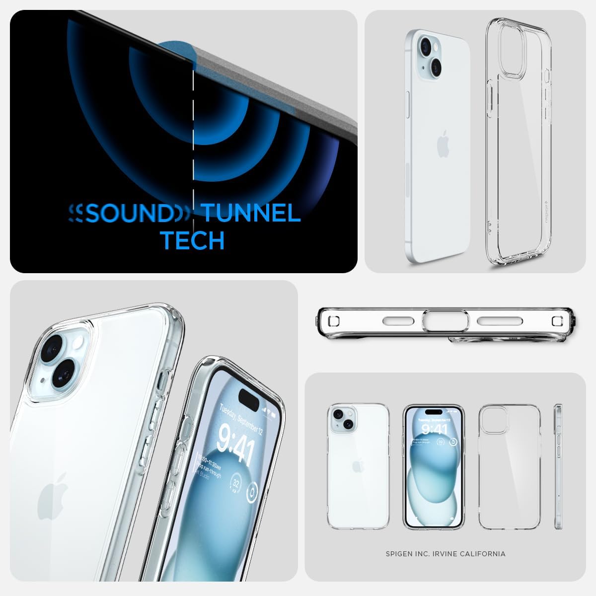 Spigen Funda ultra híbrida diseñada para iPhone 15 Plus (2023), antiamarilleo protección de grado militar – Transparente