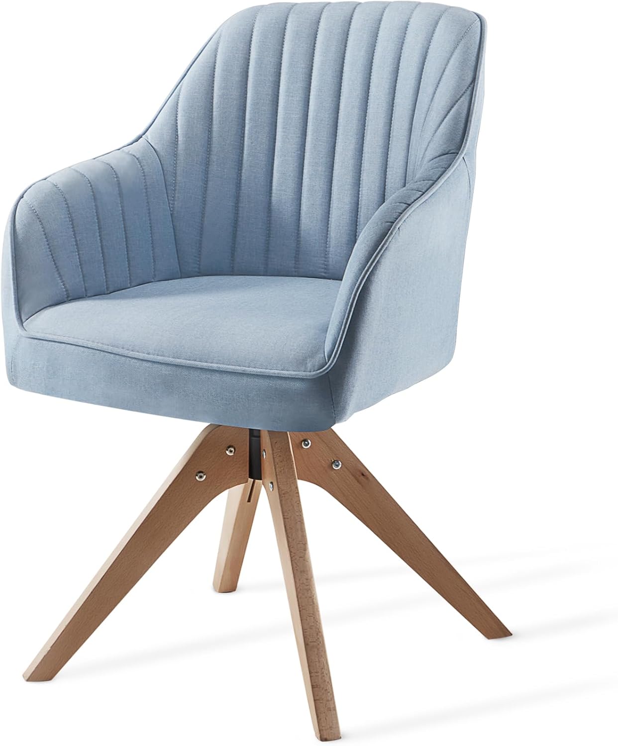 Haddockway Silla decorativa, silla giratoria, sillón tapizado con patas de madera, silla de ocio para leer, beber, silla auxiliar para vestidor,