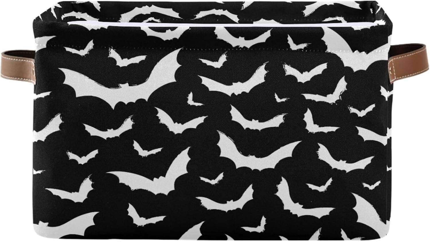 Cesta de almacenamiento de murciélagos negros para decoración de Halloween, cesta de almacenamiento plegable de tela, cubo con asas, juguetes