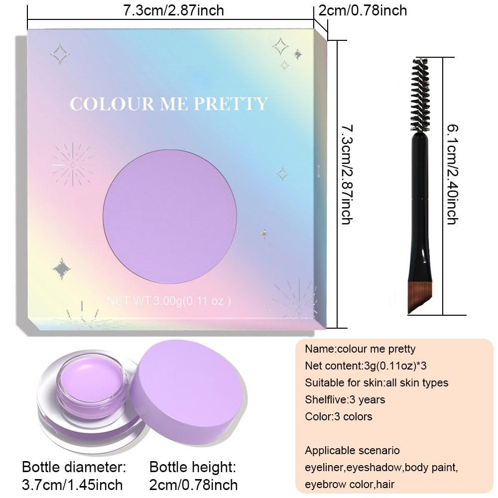 evpct Delineador de ojos de gel rosa rojo oscuro, morado claro, impermeable, a prueba de manchas, crema para cejas, juego de pomadas con pinceles