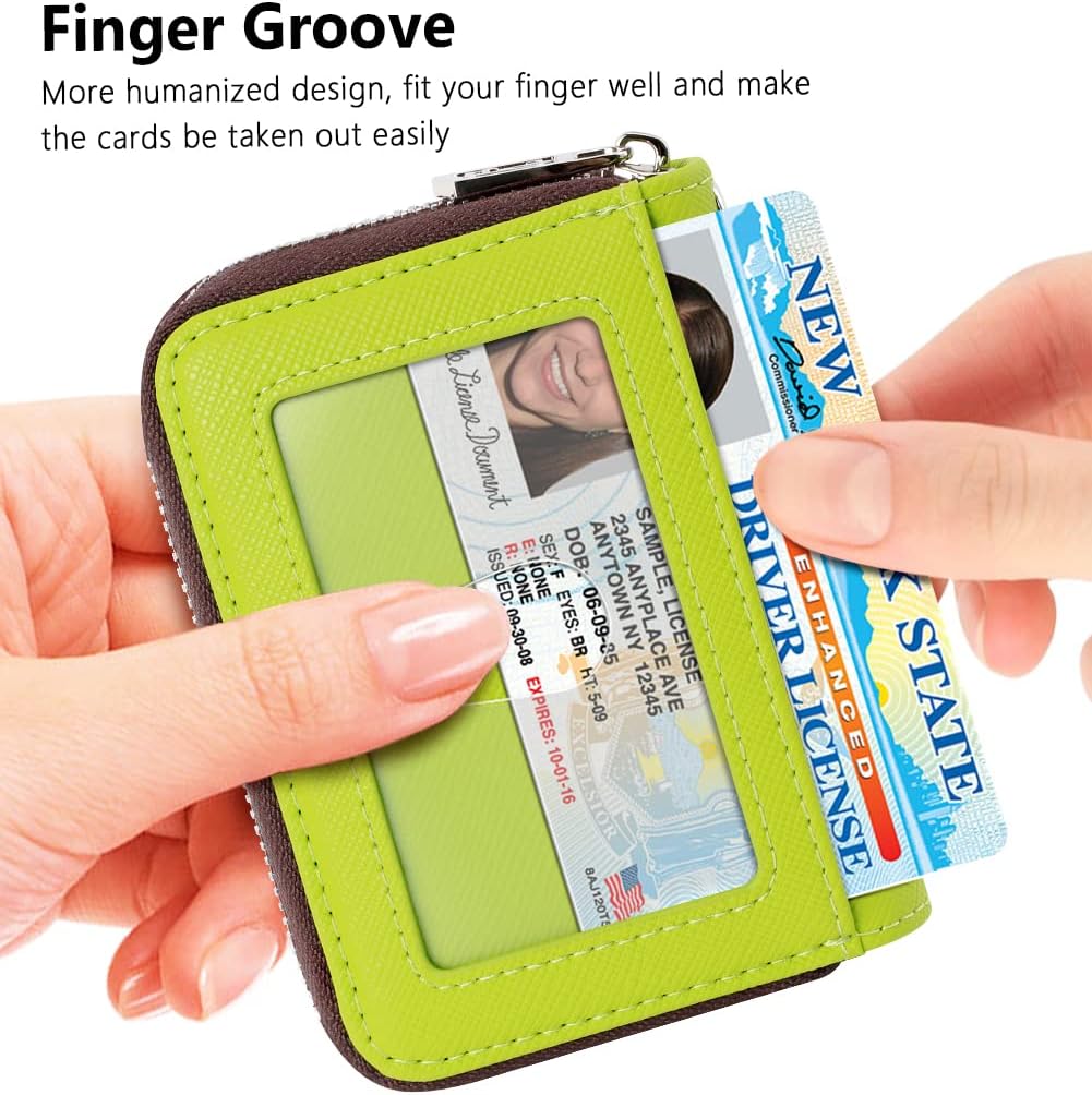 FurArt – Cartera para tarjetas de crédito, soporte para tarjetas con cremallera para hombres y mujeres, bloqueo RFID, cartera con llavero, tamaño