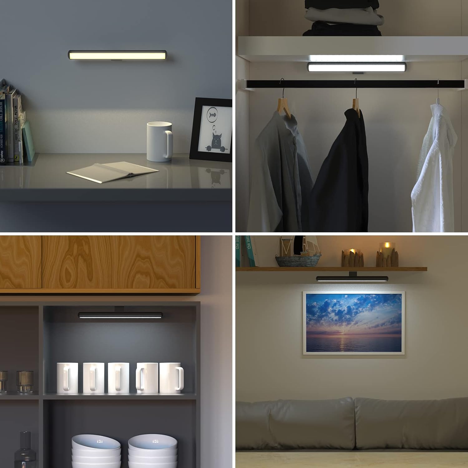 Luces de imagen para pinturas recargables, luz artística de pared con control remoto inalámbrico, luz sobre la imagen regulable con atenuador