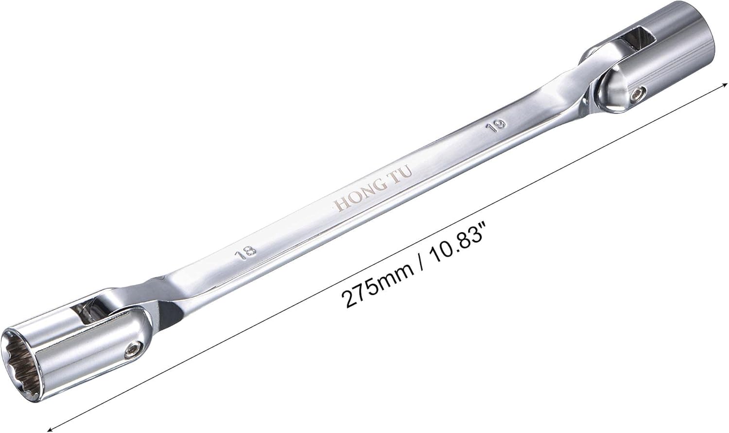 uxcell Llave de cabeza flexible de 12 puntos, 0.709in x 0.748in, extremo de caja giratoria doble métrico, CR-V rotación de 180 grados para