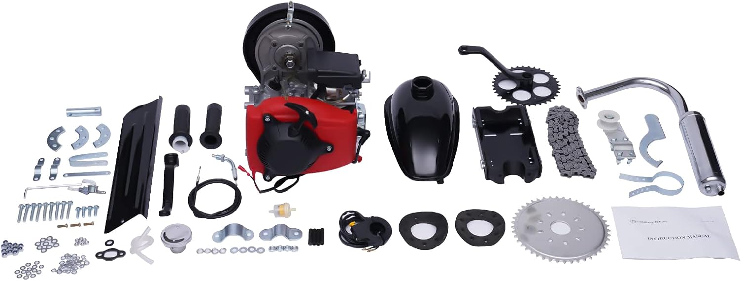 SABUIDDS Kit de bicicleta motorizada de 4 tiempos de 100 cc – Kit de motor de refrigeración por aire de 3HP para bicicleta de gas – Diseño de