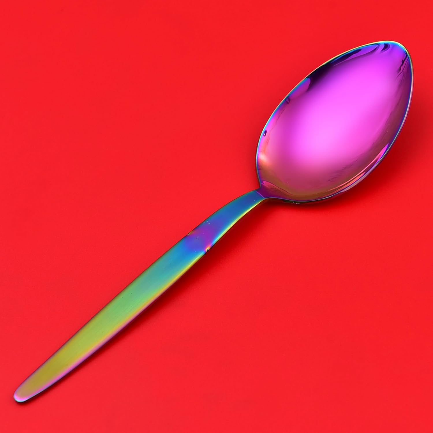 Kunz Spoons Cucharas de cocina Cucharas de cocina de acero inoxidable 1810 de titanio brillante arco iris – Cucharas chapadas de 9 pulgadas –