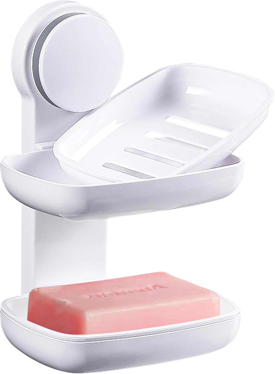 PEISAINOX Jabonera adhesiva para pared de ducha, jabonera adhesiva sin perforaciones para ducha, baño, bañera, cocina, montaje en pared, doble