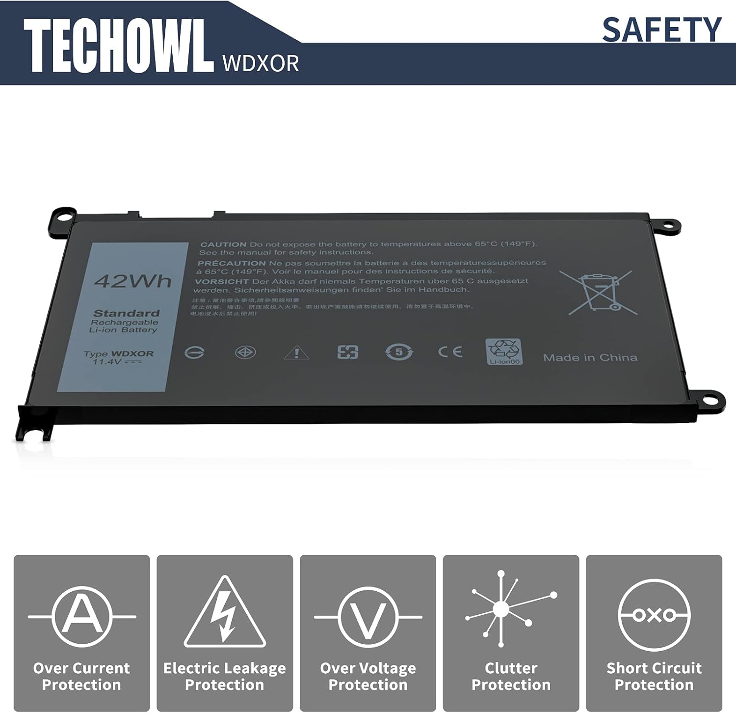 WDX0R – Batería de repuesto para Dell Inspiron 5567 para Dell Inspiron 15 5567 5570 7570 7573 7579, 13 7378 5378, 17 5767 Latitude 3379 Vostro 5468