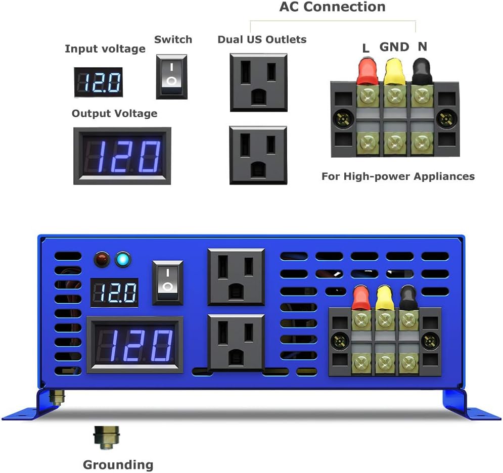 XYZ INVT – Inversor de potencia de onda sinusoidal pura, CC a CA, 1000W, 1500W, 2000W, 2500W, 3000W