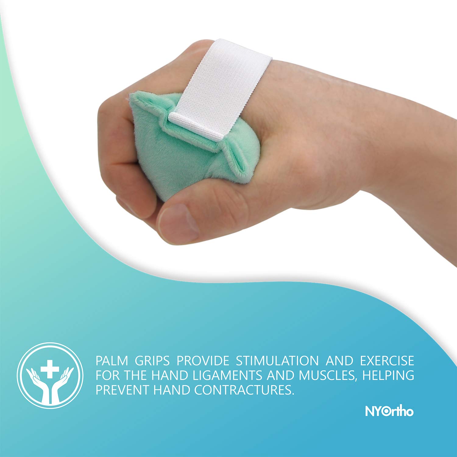 NYOrtho Palm Grip – Cojín de mano con banda elástica, resistente al sudor, lavable a máquina, protector de palma