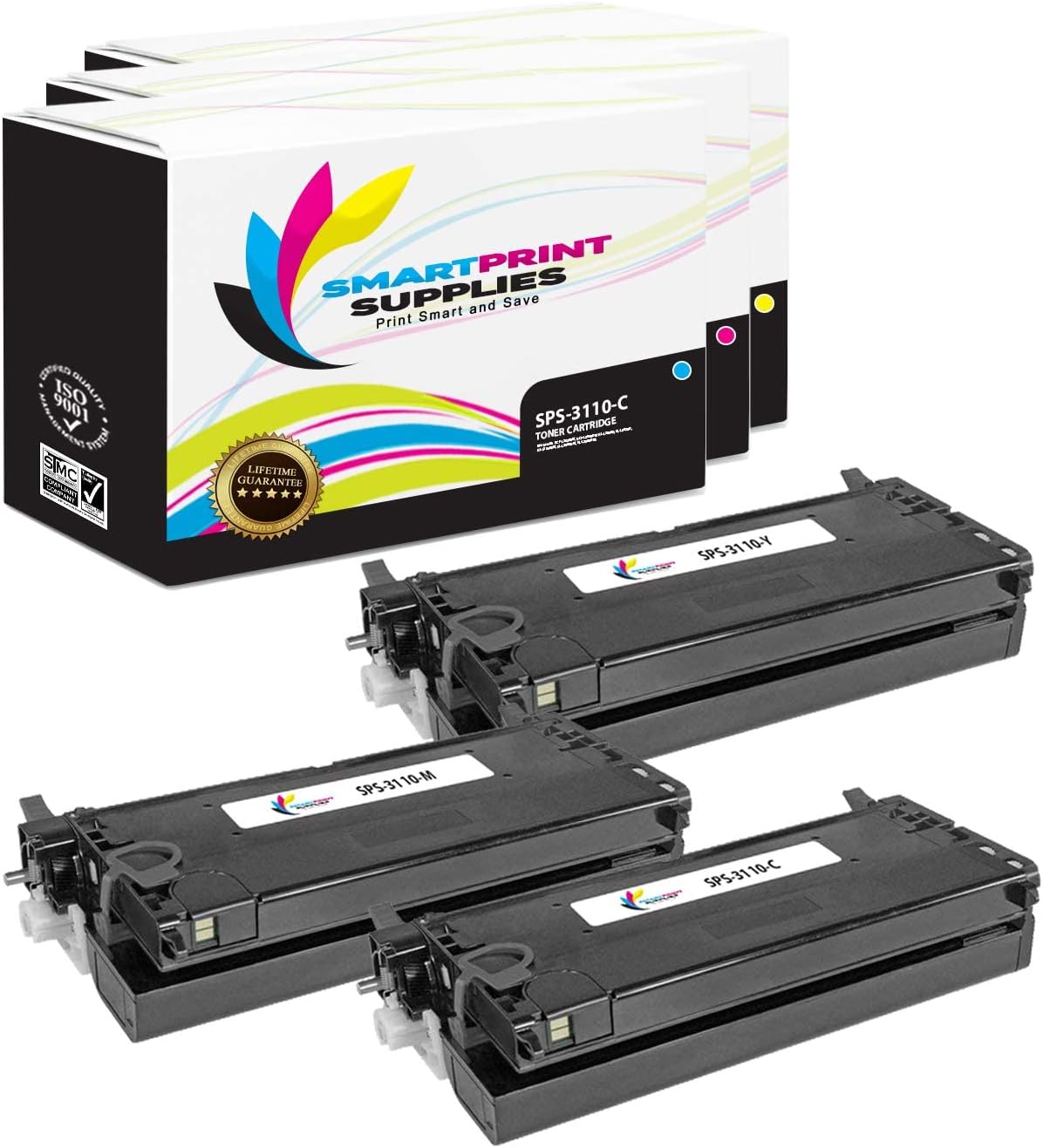 Smart Print Supplies Cartucho de tóner compatible 3110CN 3315CN de repuesto para Dell 310-8094 310-8096 310-8098 (cian, magenta, amarillo), paquete