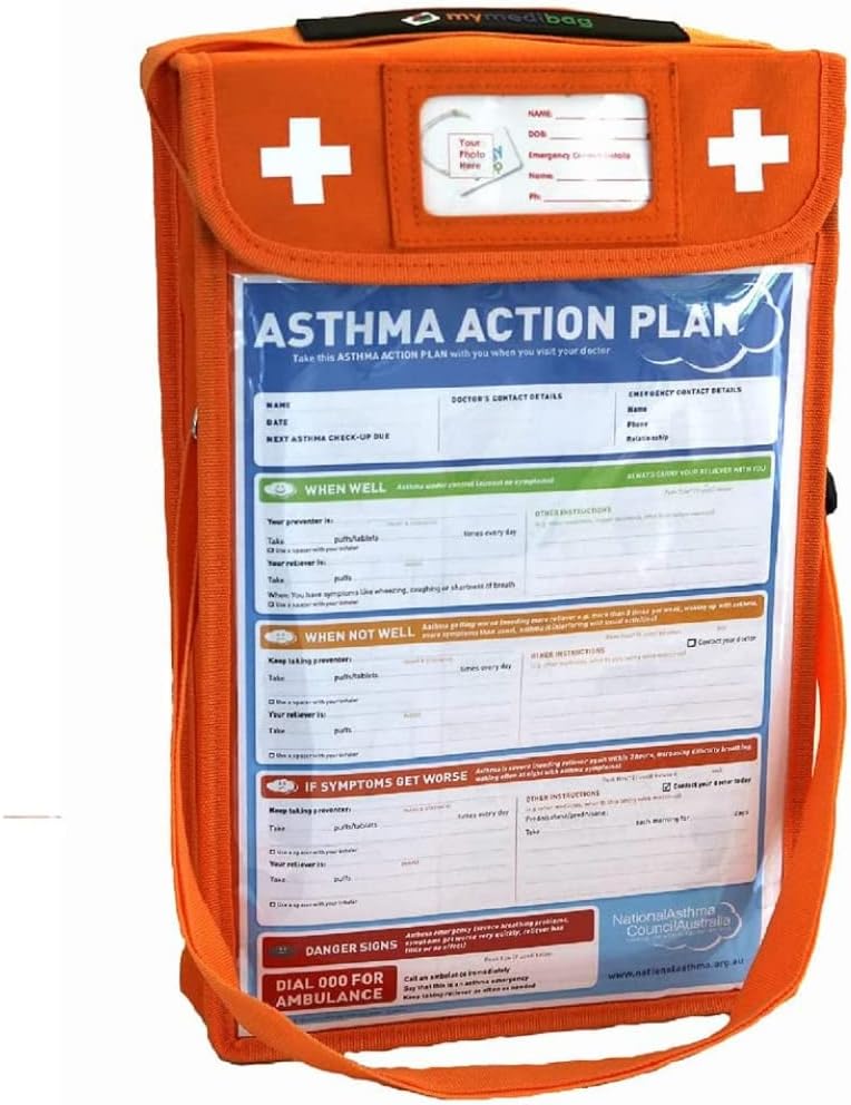 MyMediBag Aislado  A4 grande y correa para el hombro  Bolsa de medicación para alergias y asma  Altamente visible y visible en caso de emergencia