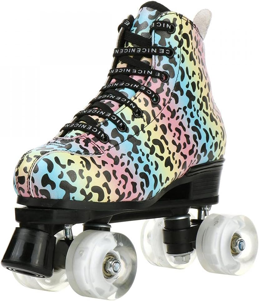 Patines unisex de doble fila, cuatro ruedas, patines altos, patrón de rayos, para principiantes, mujeres, hombres, niños y niñas