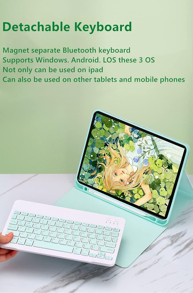 Teclado a color para Galaxy Tab S6 Lite de 10.4 pulgadas modelo 2020 SM-P610P615 funda de teclado bonita funda desmontable inalámbrica Bluetooth