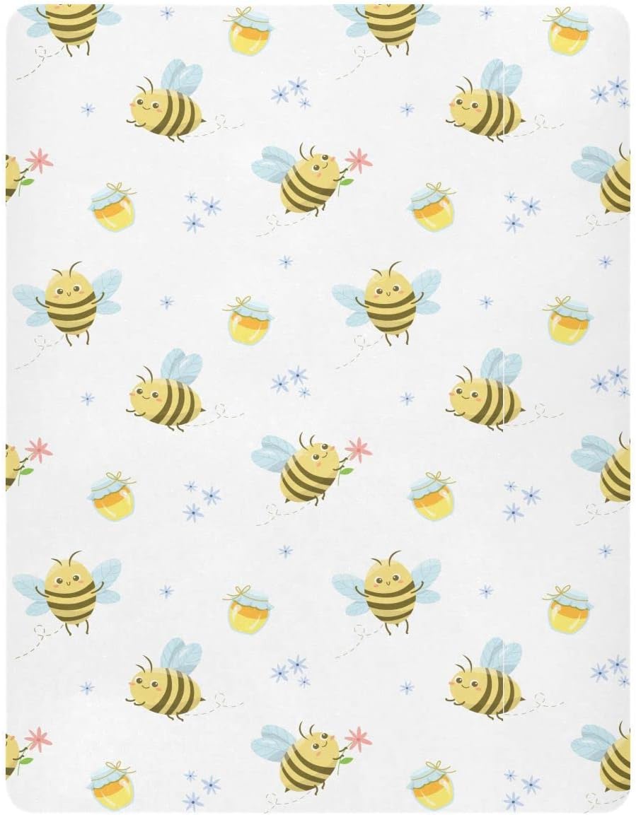 Sábanas bajeras ajustables para cuna, abejas de abejas melíferas amarillas, sábanas portátiles y elásticas para bebé niño, colchón suave y