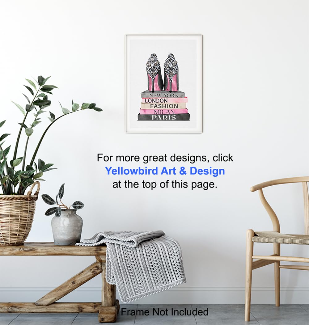 Glam Fashion Design Wall Art 11×14 – Luxury Gift for Women – Pink Black Poster – Girls Bedroom, Living Room Decor – Fashion Wall Art for Women –