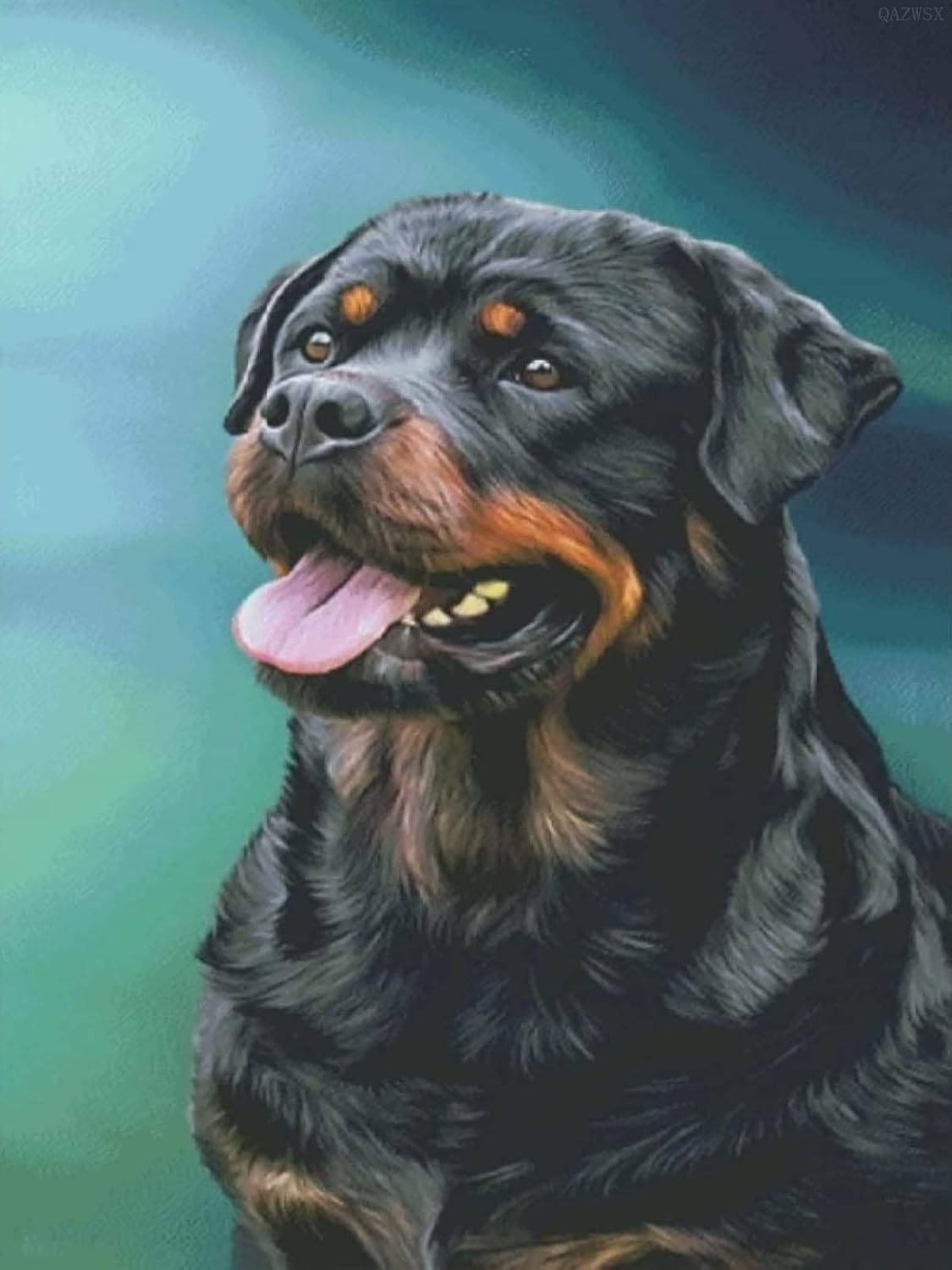 QAZWSX Kits de pintura de diamantes, kits de pintura de diamantes 5D para adultos y niños, lindo rottweiler, arte de diamantes redondos de taladro
