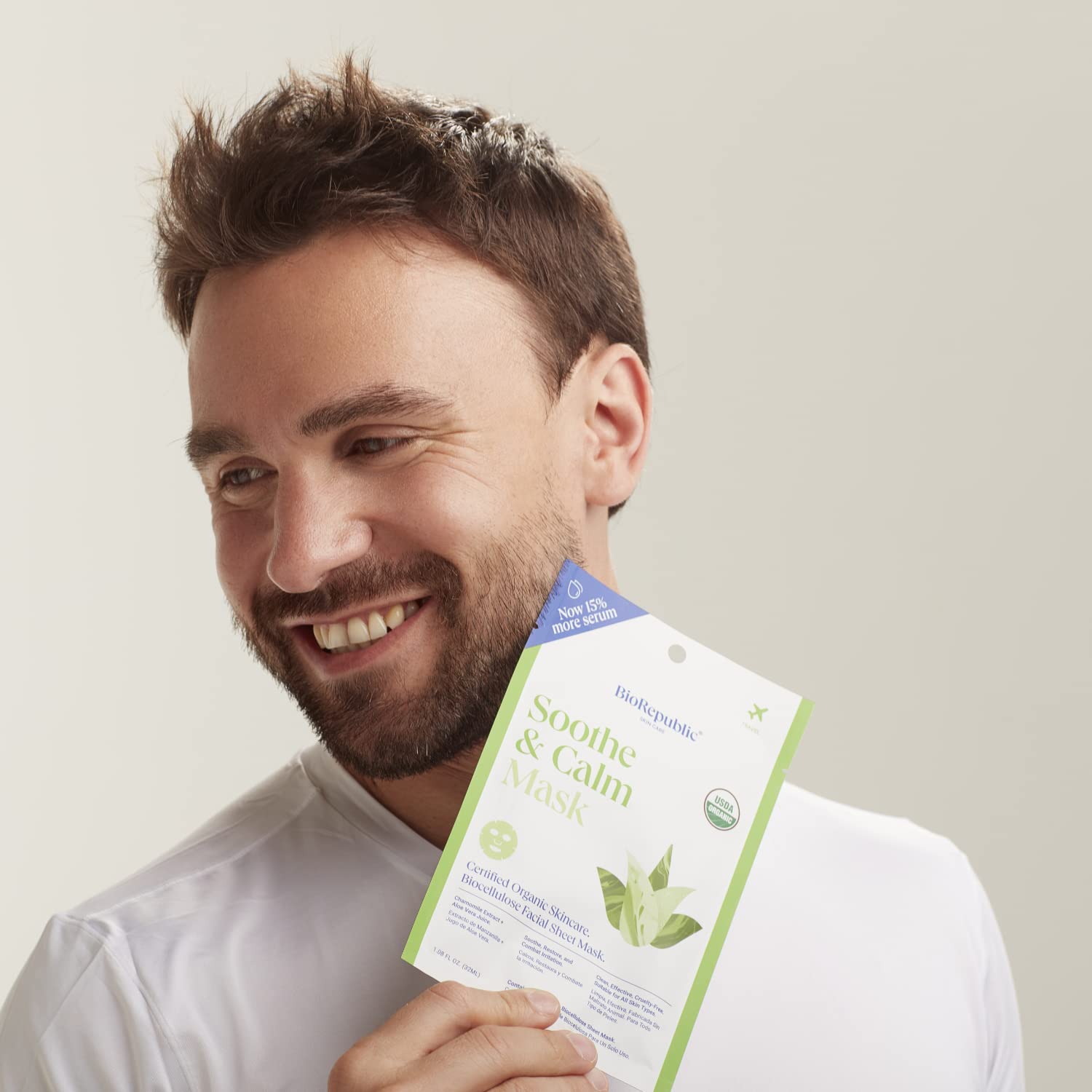 BioRepublic – Mascarilla facial orgánica para calmar y calmar  Hidrata, ilumina y nutre la piel  Mascarillas orgánicas de biocelulosa para una