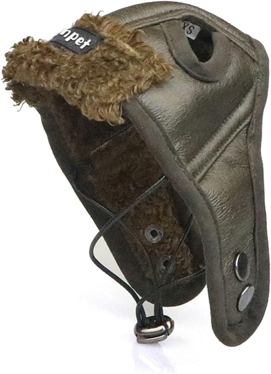 Sombrero de aviador para perro, sombrero de piloto de invierno con orejeras para clima frío (XL, marrón)