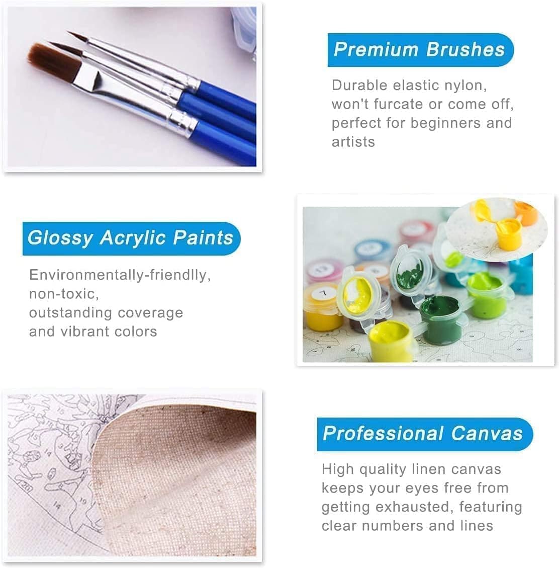 Paquete de 4 pinturas por números para adultos principiantes  Mountain Moon Starry Lake kits de pintura por números para adultos en paisajes para