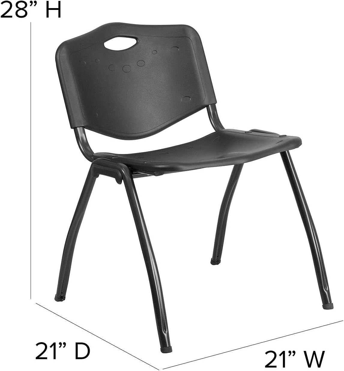 Hercules Series 880kg. Capacidad apilar silla de plástico negro con marco negro