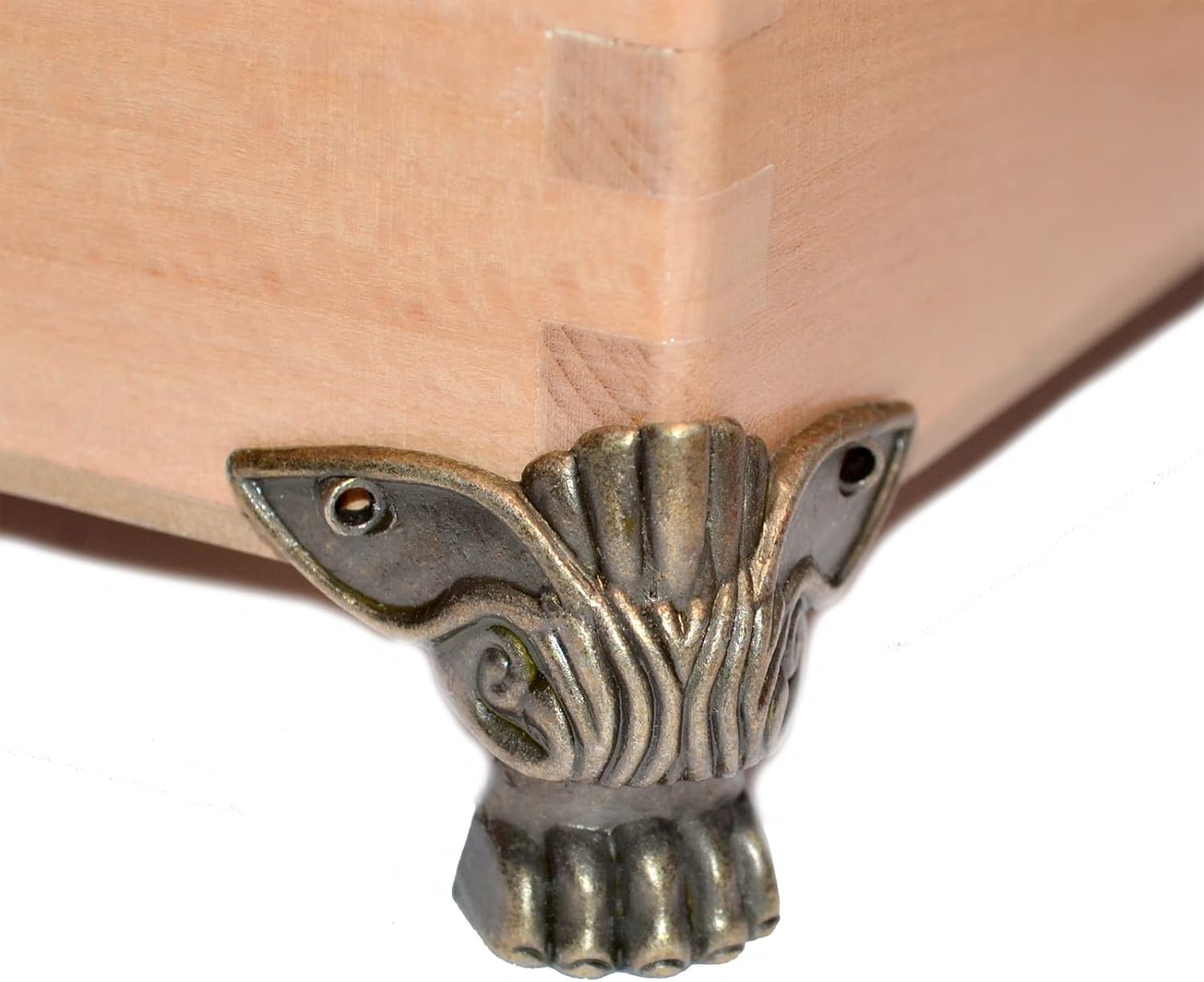 12 piezas de caja de madera de bronce vintage, patas de metal, caja de herramientas decorativas, caja de herramientas de cobre, soporte de pie,