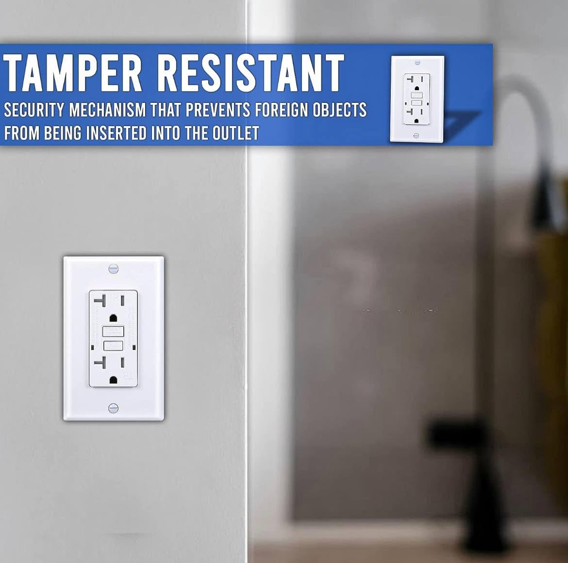 GFCI – Receptáculo de salida blanco  15 amperios125 voltios resistente a manipulaciones GFCI paquete de 10  Función de autoprueba con indicador LED