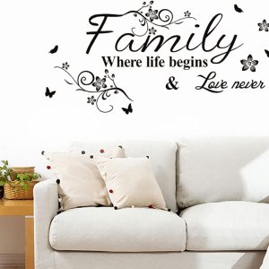 Calcomanías de pared inspiradoras con frases de amor, familia donde comienza la vida, mariposas, flores, calcomanías de pared para sala de estar, Calcomanías de pared inspiradoras con frases de amor, familia donde comienza la vida, mariposas, flores, calcomanías de pared para sala de estar,