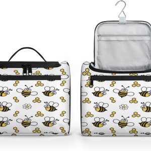 Lovely Bees Neceser para mujer, organizador de maquillaje de viaje con gancho para colgar, bolsas de cosméticos de viaje para accesorios de aseo Lovely Bees Neceser para mujer, organizador de maquillaje de viaje con gancho para colgar, bolsas de cosméticos de viaje para accesorios de aseo