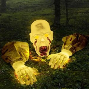 Decoración de Halloween para exteriores, brazos y cara realistas, decoración de Halloween al aire libre con estaca de calavera para jardín embrujado Decoración de Halloween para exteriores, brazos y cara realistas, decoración de Halloween al aire libre con estaca de calavera para jardín embrujado