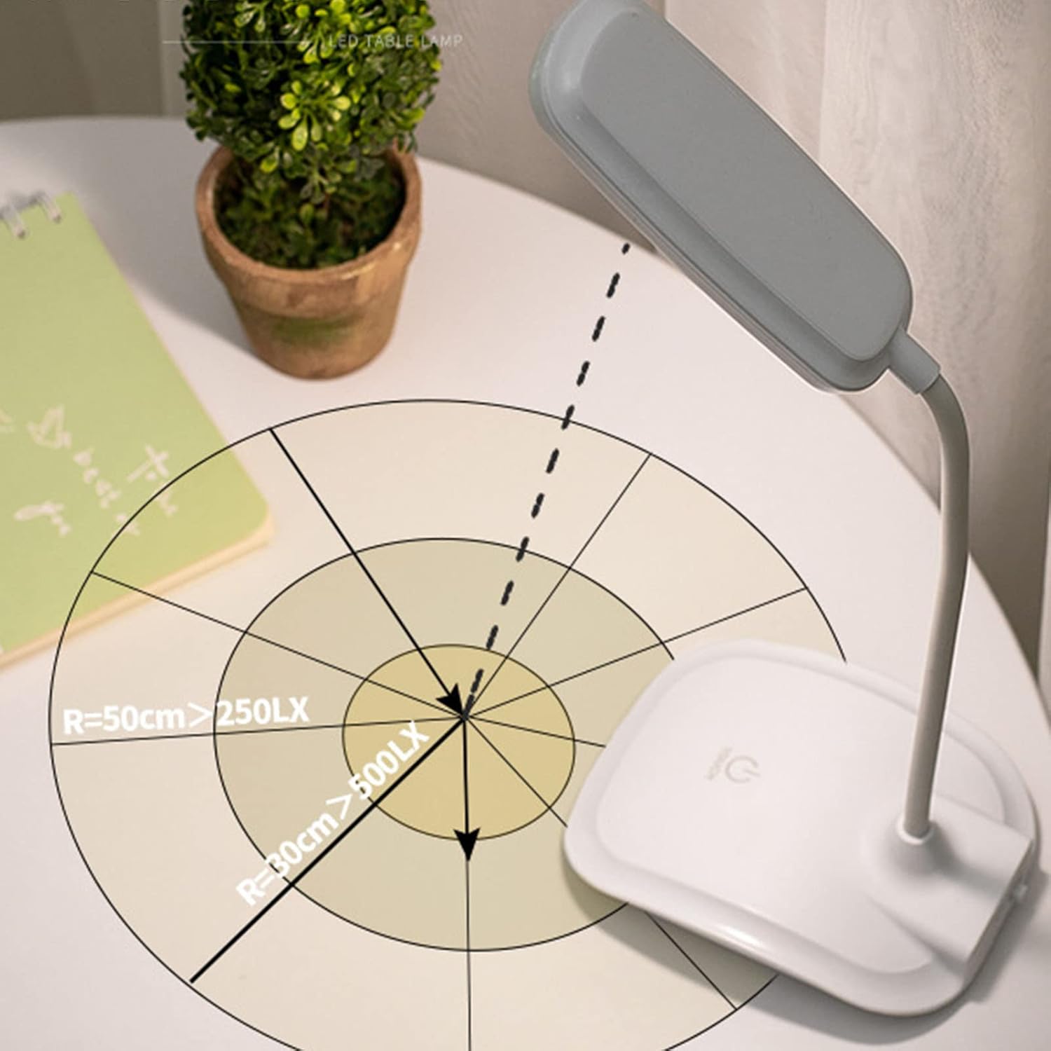 Headerbs Lámpara de escritorio LED, lámpara de mesa de carga USB para la escuela (blanco)