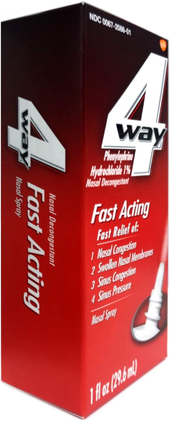 Spray nasal de acción rápida de 4 vías, 1 oz, paquete de 2