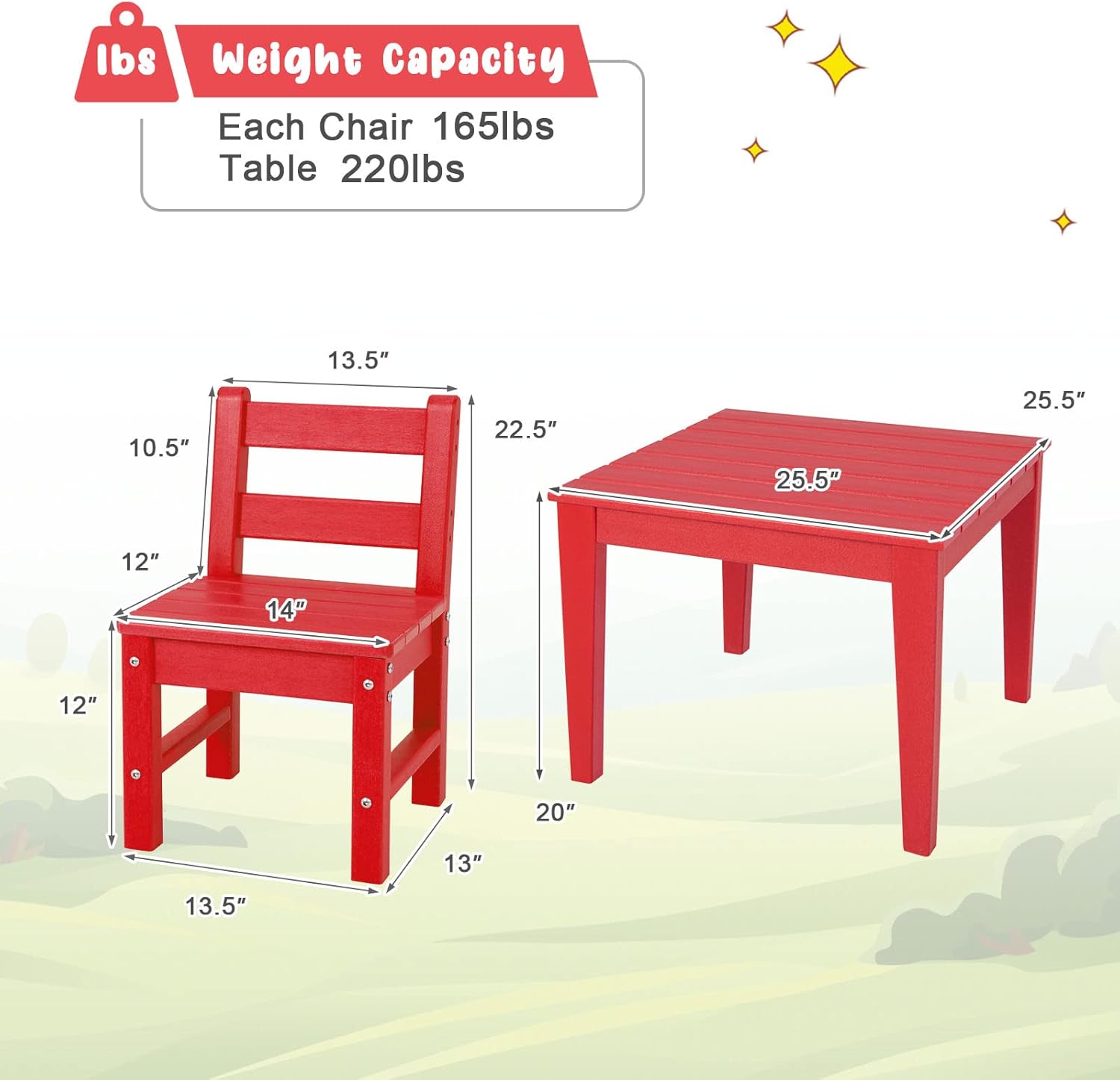Costzon Juego de mesa y silla para niños, mesa de actividades de 3 piezas para todo tipo de clima para interiores y exteriores, juego de muebles