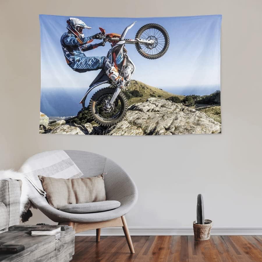 TMATUTA Tapiz artístico de motocross para dormitorio, sala de estar, dormitorio, fiesta, decoración del hogar, 60 x 40 pulgadas