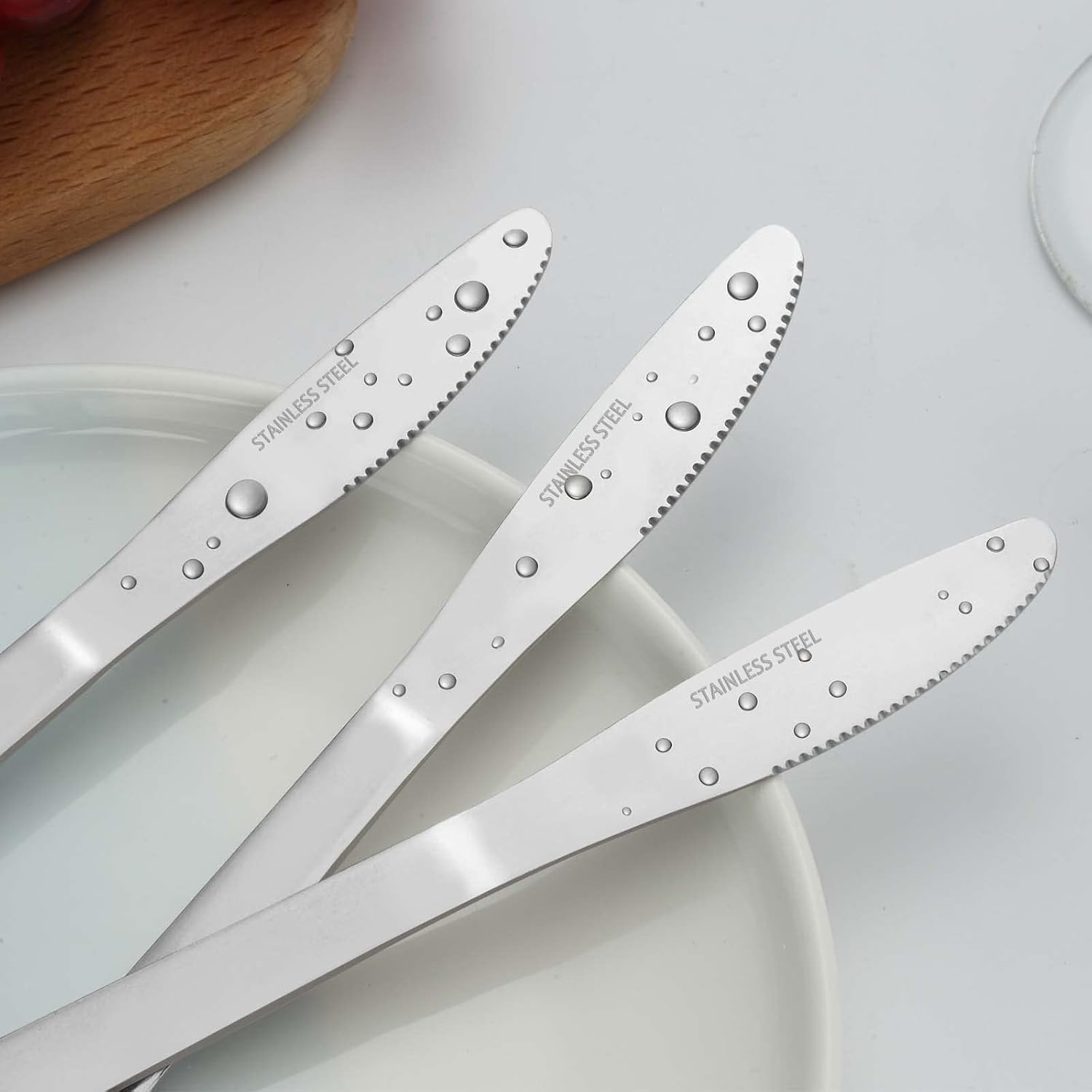 Juego de cuchillos de mesa de 12 piezas, juego de cuchillos de mesa de 8.1 pulgadas, cuchillo de mantequilla duradero, cuchillo de cena de acero