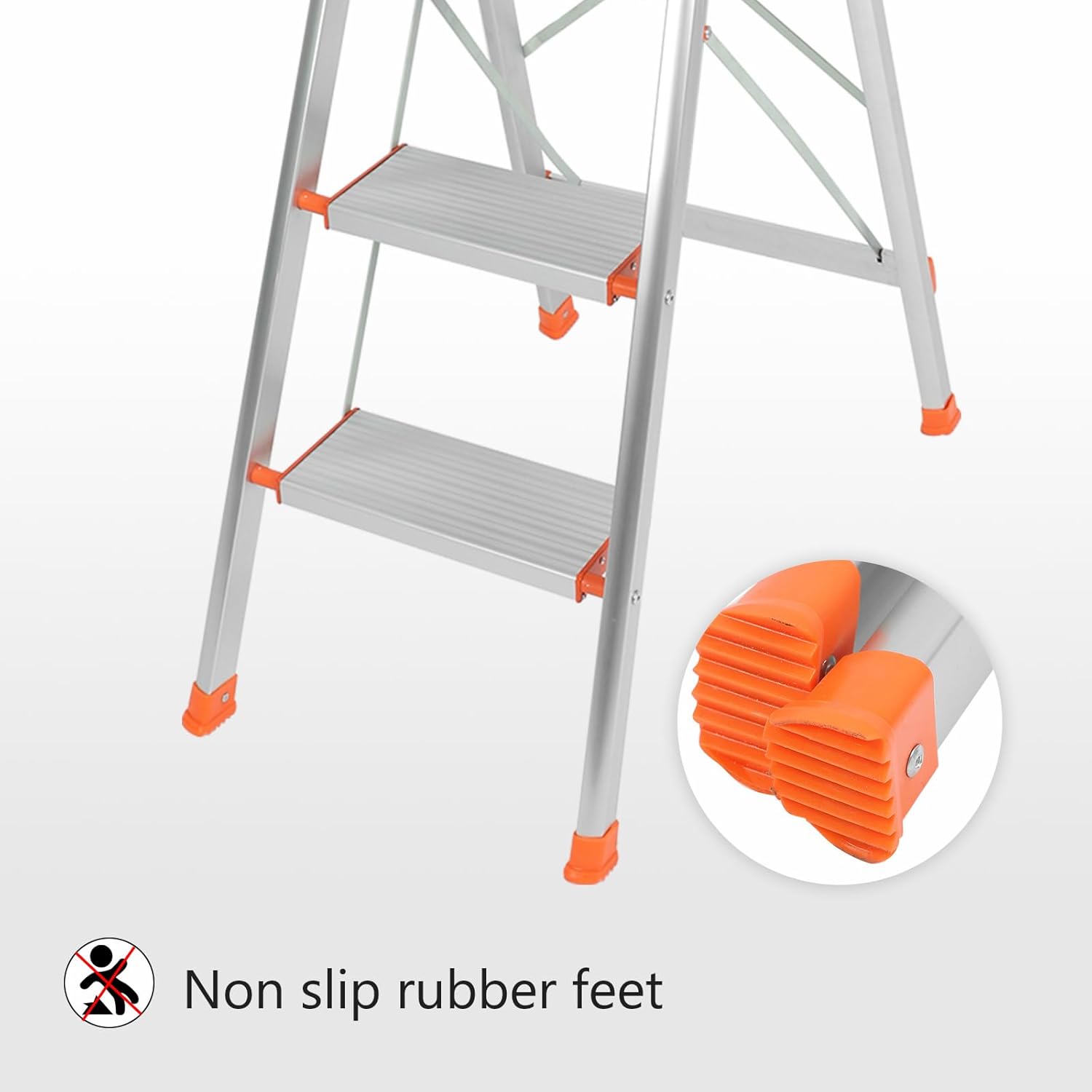 SUPERFASTRACING Taburete plegable de aluminio multiusos de 5 pasos, pasamanos de goma antideslizante, escalera portátil para el hogar