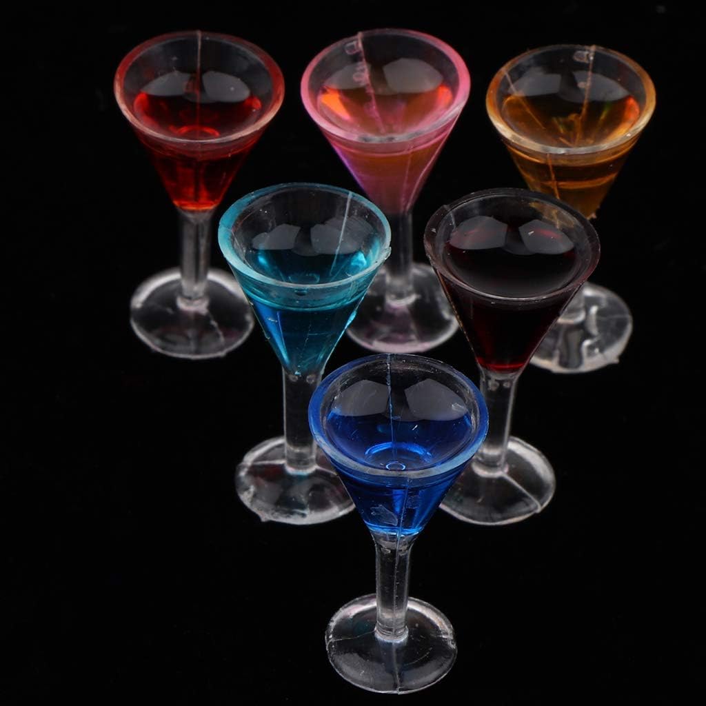 FRECI Juego de 6 vasos de cóctel para casa de muñecas 112, en miniatura, afilado, juego de copas de cóctel, casa de muñecas, accesorios de cocina,