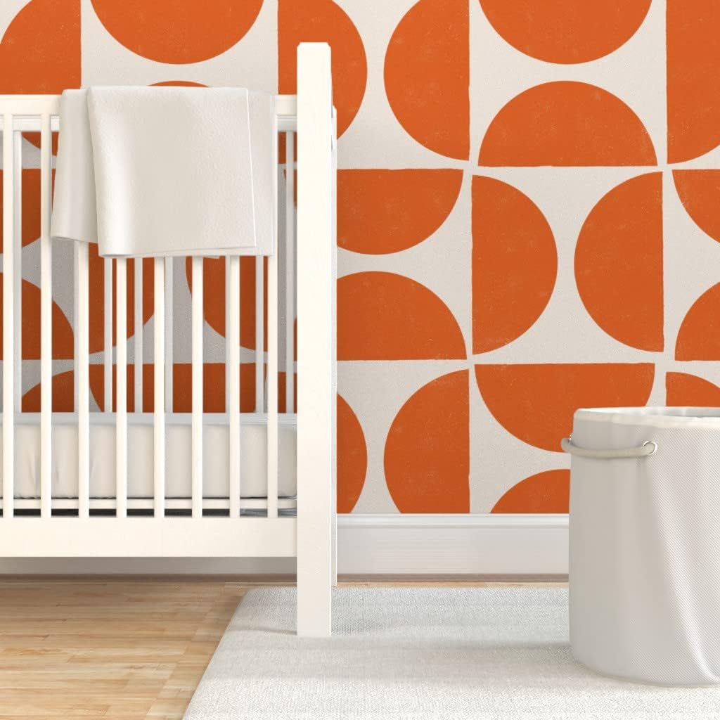 Spoonflower Papel tapiz autoadhesivo de 3 x 2 pies – formas retro geométricas a gran escala MCM minimalismo personalizado extraíble