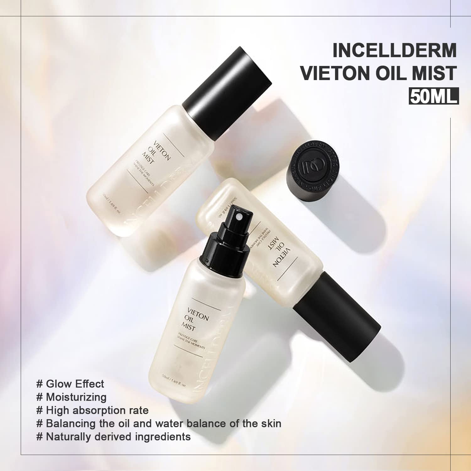 Incellderm Vieton Oil Mist 1.7 fl oz  Niebla facial  Calmante  Cuidado de la piel coreano  K-Beauty