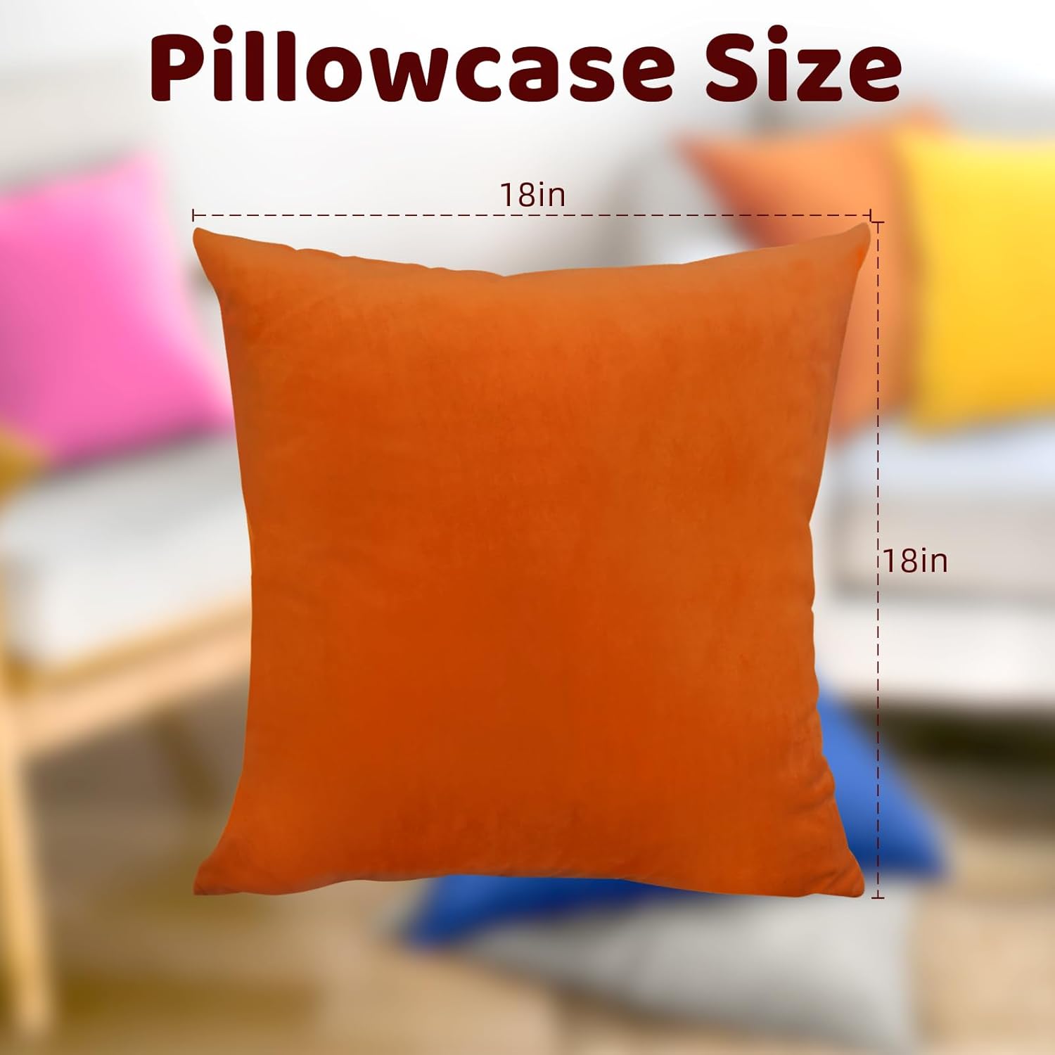 Jyumini Paquete de 2 fundas de almohada de terciopelo suave de 18 x 18 pulgadas, fundas de cojín cuadradas sedosas decorativas con cremallera para