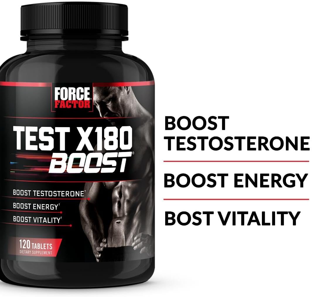 FORCE FACTOR Test X180 Boost Potenciador de testosterona y suplemento energético para hombres, aumenta la energía, aumenta la resistencia, mejora la