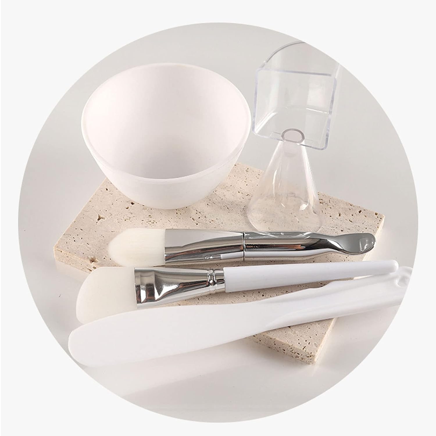 Juego de cuenco y cepillo para mascarilla facial, 5 piezas de herramienta de máscara facial, cepillo de silicona suave cepillo de cerdas