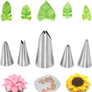 Puntas para tuberías de hojas, 5 piezas de boquillas de glaseado para tartas Dfinego, de acero inoxidable, puntas de tuberías rusas, boquillas de Puntas para tuberías de hojas, 5 piezas de boquillas de glaseado para tartas Dfinego, de acero inoxidable, puntas de tuberías rusas, boquillas de