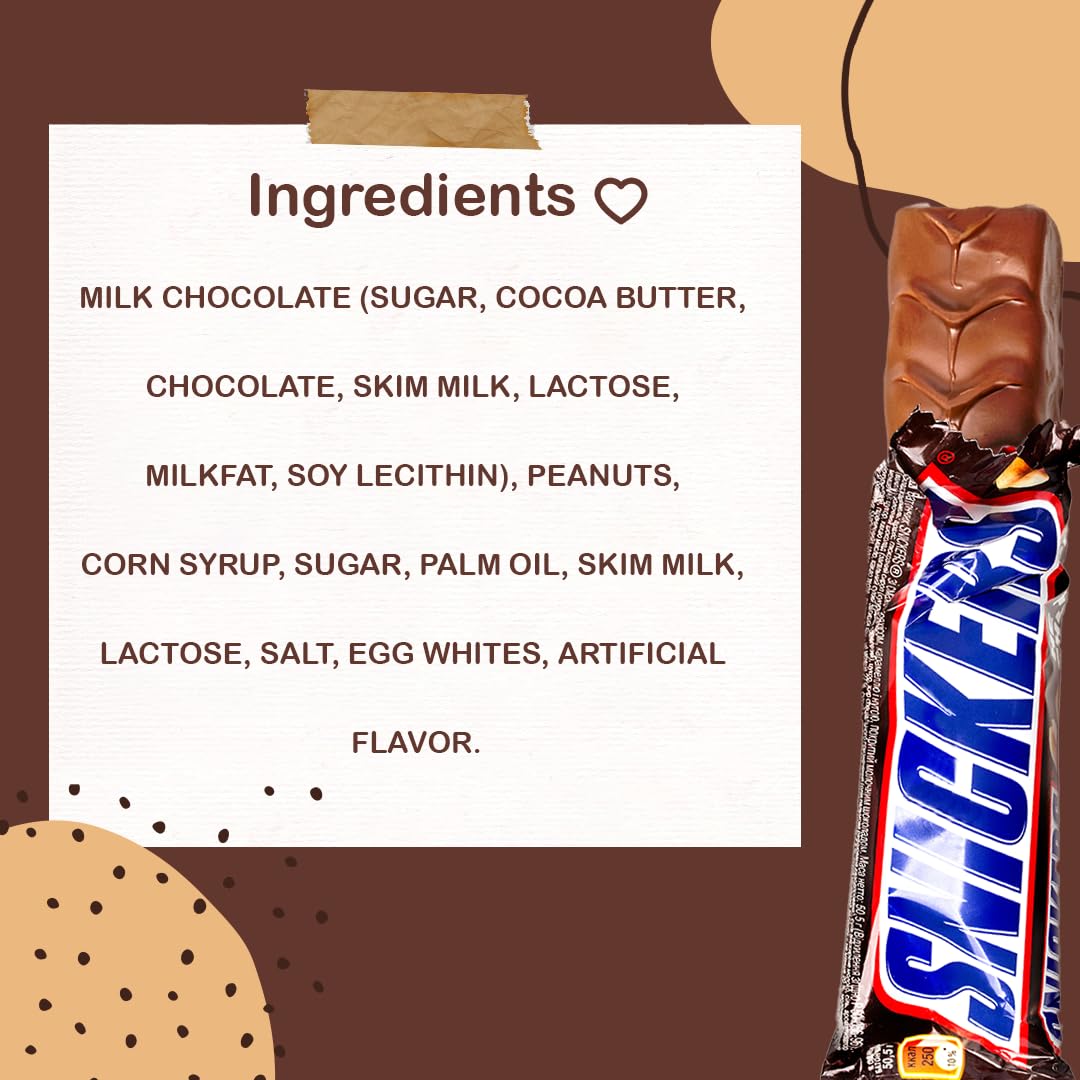 Snickers Candy Bar turrón envuelto individualmente, cacahuetes tostados y delicias de caramelo cubiertas con chocolate con leche (embalaje KH)