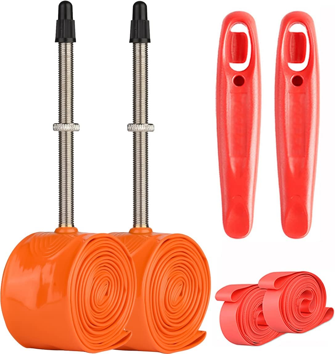 Tubo de bicicleta 700x1832C Presta, tubos de bicicleta de carretera con palancas de neumáticos y tiras, tubo 700C compatible con neumáticos 700x18C
